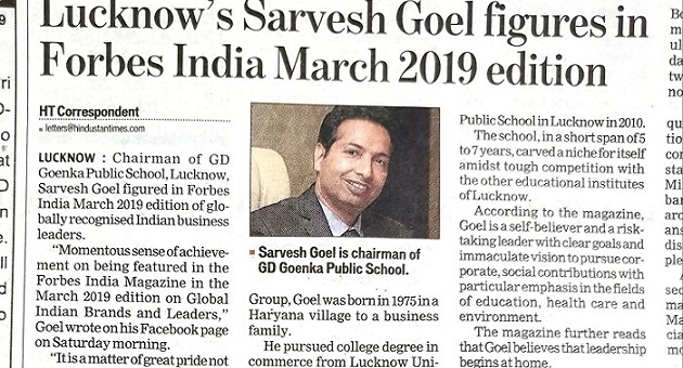Sarvesh Goel figures in Forbes India March 2019