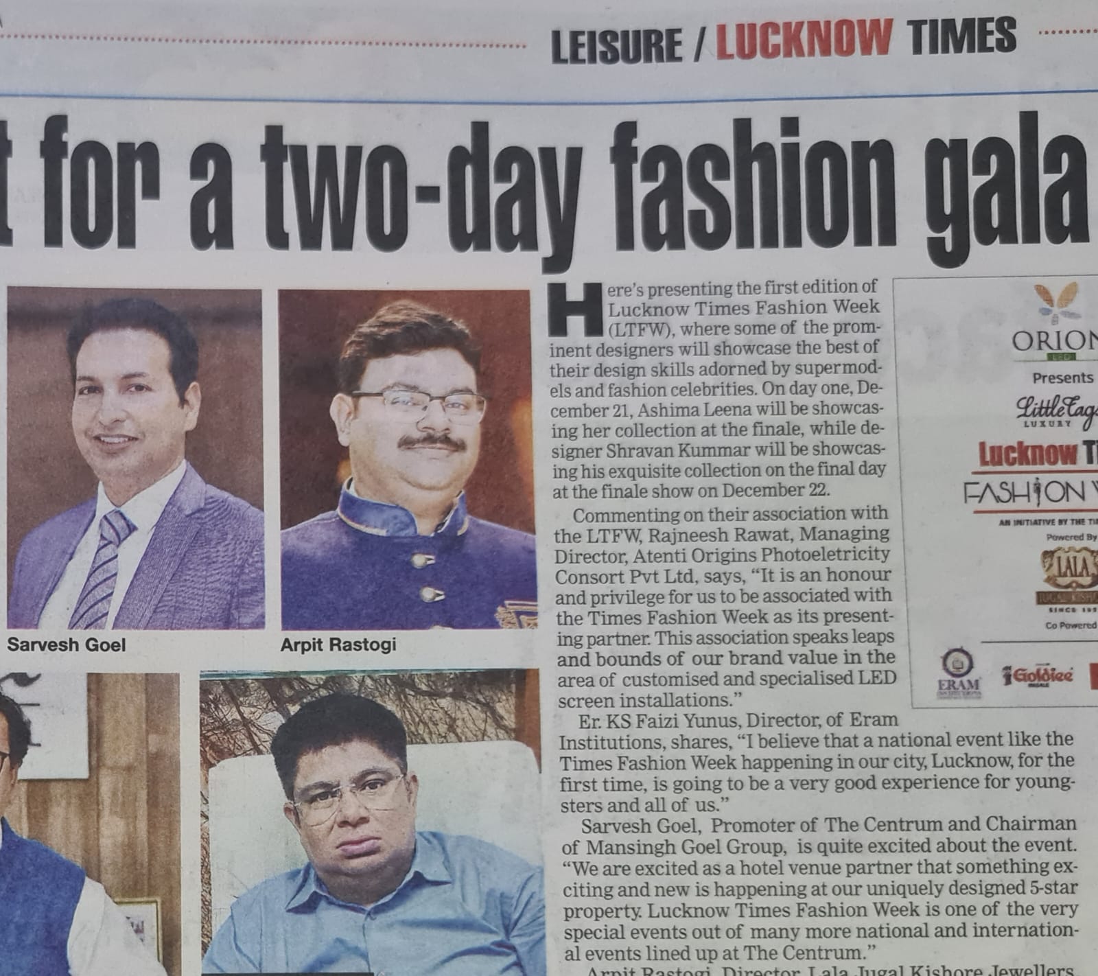 First Edition of Lucknow Times Fashion Week img 1