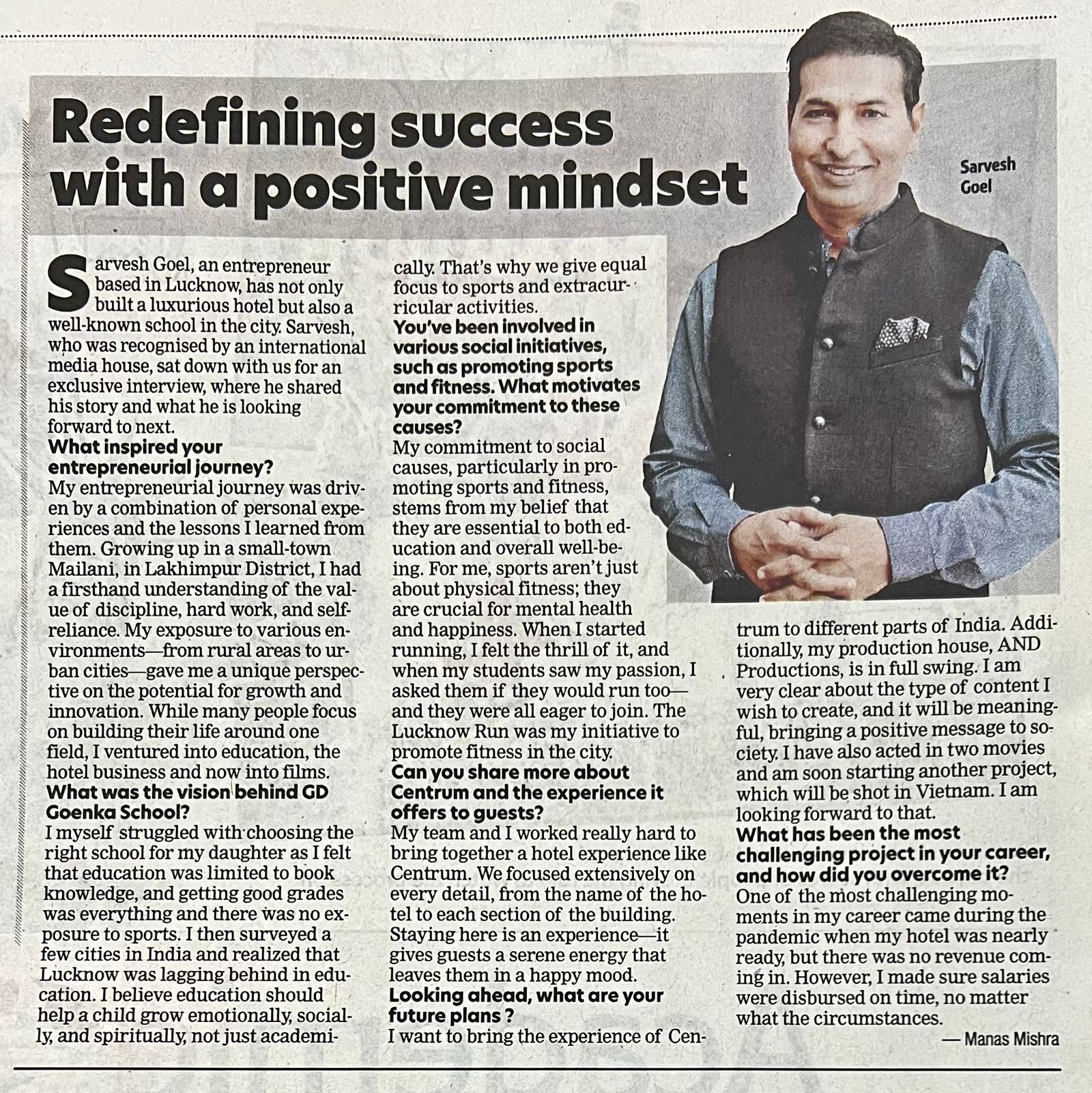 Redefining Success with a Positive Mindset- Sarvesh Goel’s Journey of Vision, Leadership and Impact img 1