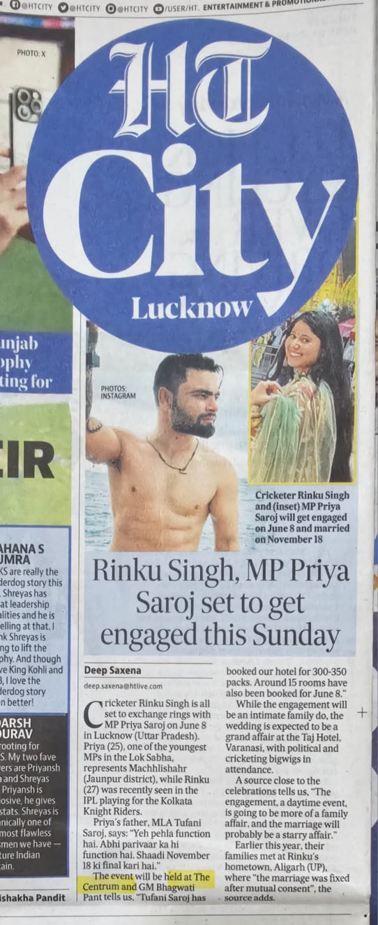 Rinku Singh & MP Priya Saroj’s Grand Engagement at The Centrum Hotel A Celebration of Love and Luxury img 2