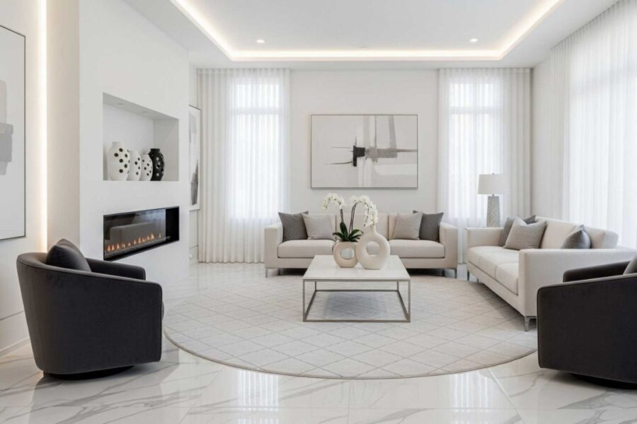 Creating a Luxurious Living Room with Marble Flooring img